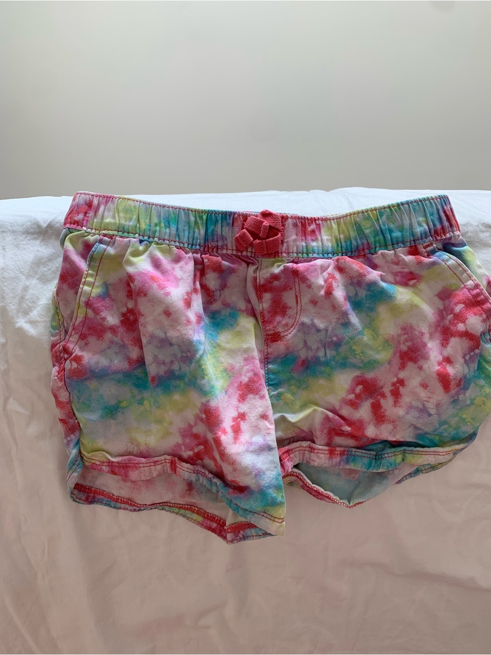 Place Women's Tie-Dye Multicolor Athletic Shorts - Pink Blue Yellow Green